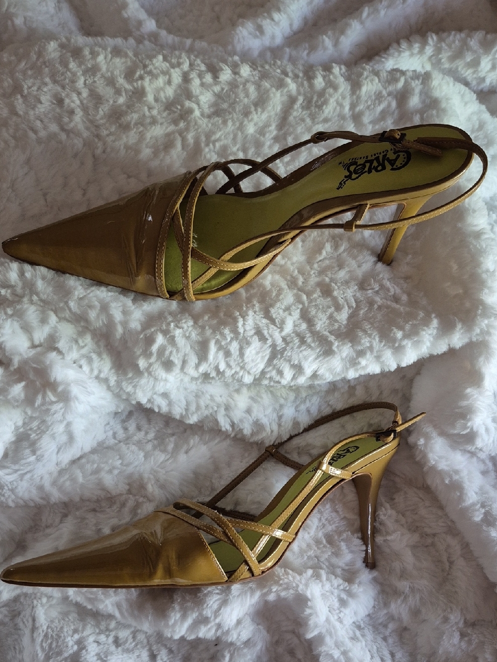 Carlos Santana Bewitched Camel Pointed-Toe Slingback Heels